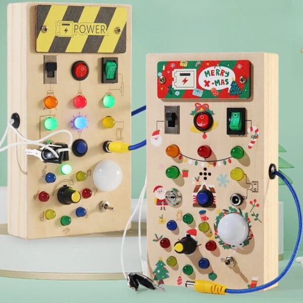 Wholesale Wooden LED Light Switch Busy Board Educational Toy for Kids Montessori Skills Development Hands-On Learning