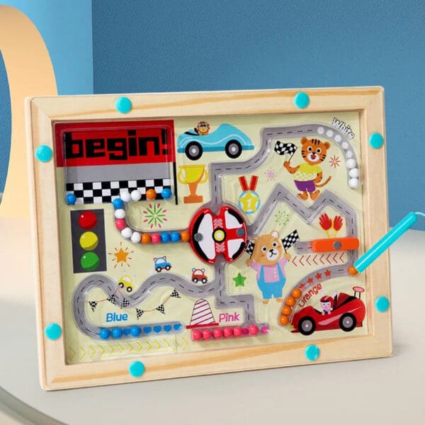 Wholesale Wood Magnetic Beaded Color Classification Counting Maze Board for Hand-Eye Coordination and Fine Motor Skills - Image 2