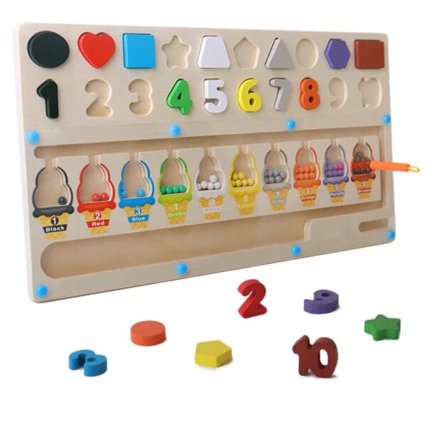 Wholesale Wooden Ice Cream Magnetic Maze Shape Matching Board Educational Learning Gifts Toys For Kids - Image 3