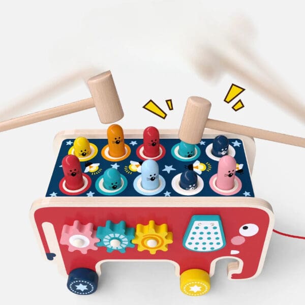 Wholesale Wooden Elephant Whack a Mole Game Educational Toy for Kids Hammer and Xylophone Dropshipping - Image 3