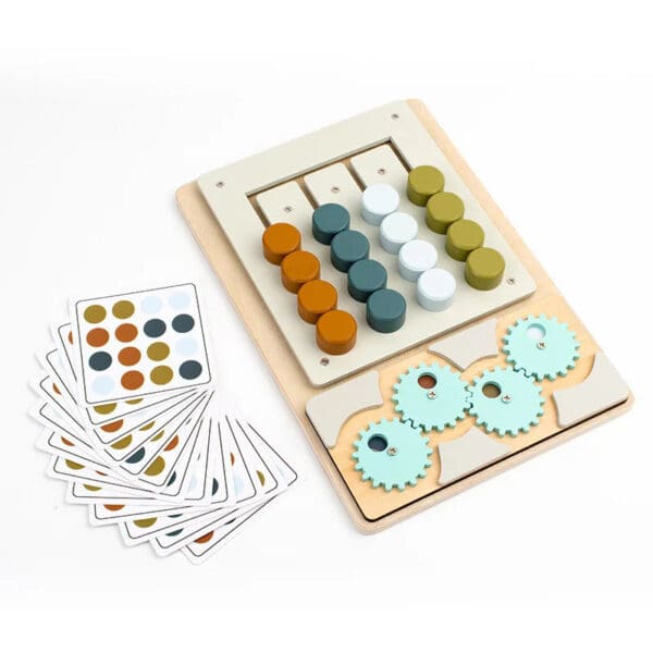 Manufacture Color Matching Game Wooden Puzzle for Kids, Montessori Rotating Four-Color Gear Maze for Shape and Color Recognition - Image 5