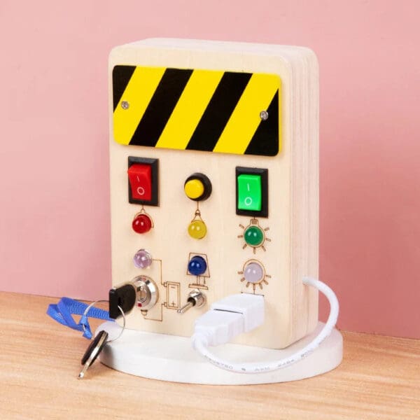 Wholesale Wooden Busy Board Montessori Educational Toy with LED Light Toggle Switch Sensory Toy for Kids Dropshipping - Image 8