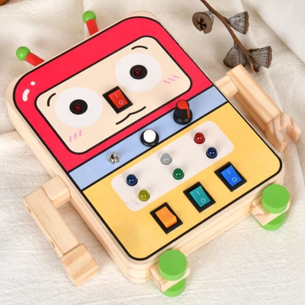 Wholesale Wooden Busy Board Montessori Sensory Toy for Kids Educational LED Light Switch and Colorful Button Learning Fun - Image 2