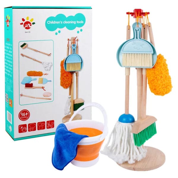 Wholesale Wooden Pretend Play Toys Cleaning Set for Kids Educational Broom and Cleaning Tool Toy for Early Learning - Image 6