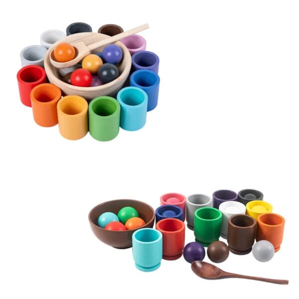 Wholesale Wooden Color Matching Game 12 Color Balls and Cups Preschool Educational Toys Montessori Aids for Kids - Image 5