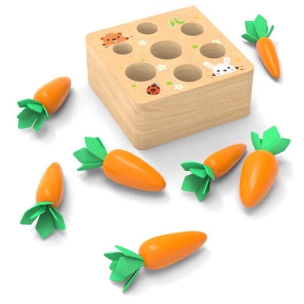 Wholesale Wooden Carrot Harvest Toy Educational Sorting Game for Kids Montessori 3D Sensory Toy for Toddlers Dropshipping - Image 2