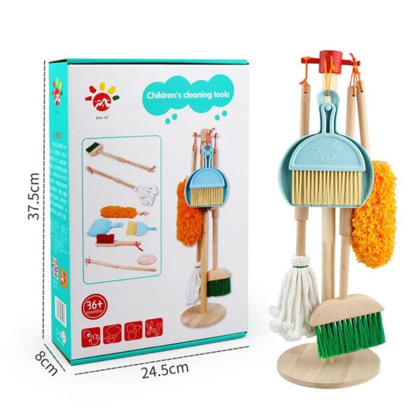 Wholesale Wooden Pretend Play Toys Cleaning Set for Kids Educational Broom and Cleaning Tool Toy for Early Learning - Image 7