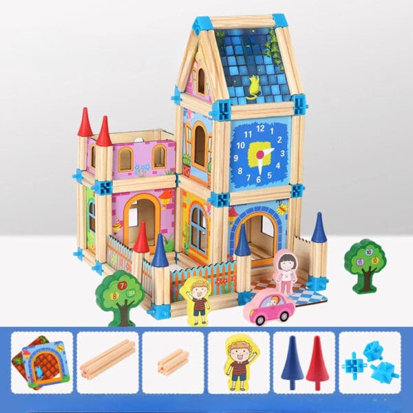 Wholesale Wooden Doll Houses Building Block Model for Kids Creative DIY Castle Villa Toy Perfect for Children Dropshipping - Image 9