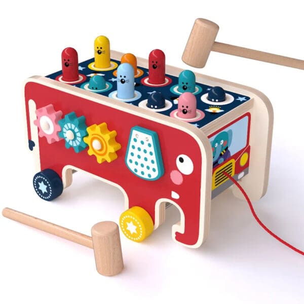 Wholesale Wooden Elephant Whack a Mole Game Educational Toy for Kids Hammer and Xylophone Dropshipping - Image 5