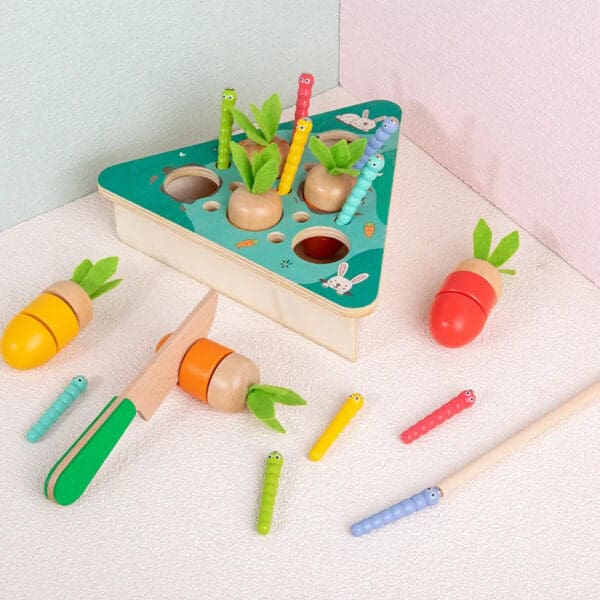 Wholesale Wooden Fishing Carrot Harvest Toy Educational Early Learning Toy for Kids Fine Motor Skills Development Dropshipping - Image 15