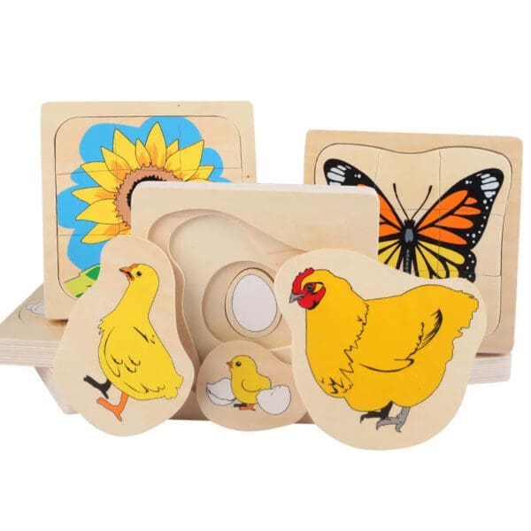 Wholesale Wooden Jigsaw Puzzle 3D Layered Growth Process Educational Toy for Kids Animal and Plant Life Cycle Dropshipping - Image 3