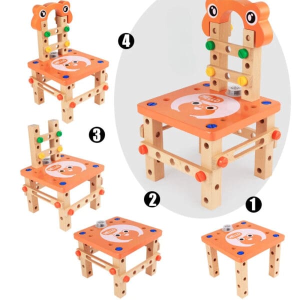 Wholesale Wooden Building Blocks Toy Multifunctional Luban Assembly Chair for Kids DIY Puzzle Removal Tool Educational Fun - Image 7