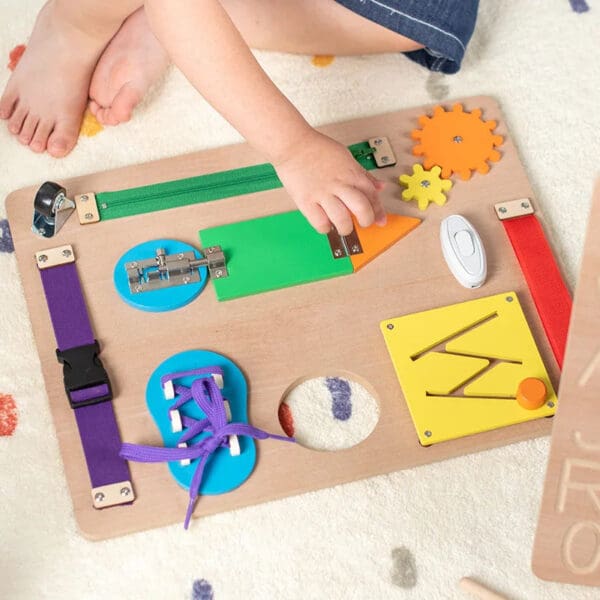 Wholesale Wooden Busy Board Montessori Sensory Toy for Toddlers Educational Learning Activity for Fine Motor Skills Travel Fun