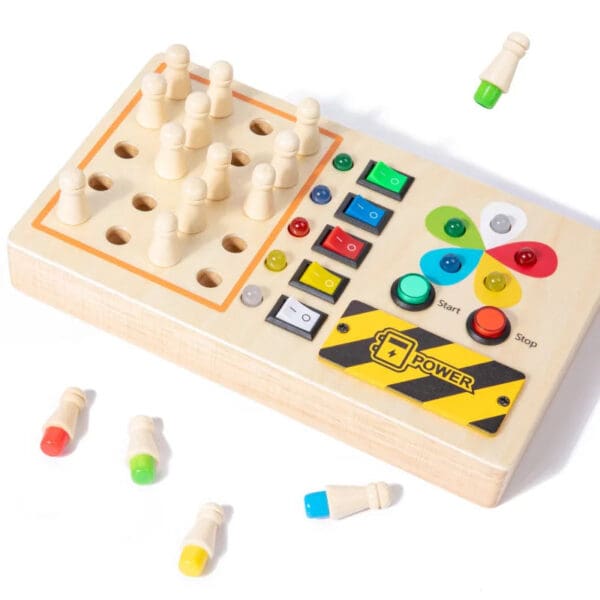 Wholesale Wooden Busy Board Montessori Sensory Toy for Kids Educational LED Light Switch and Colorful Button Learning Fun - Image 7