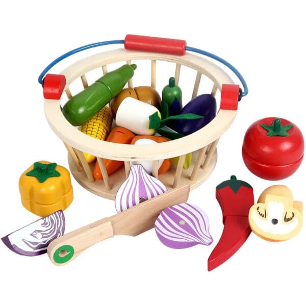 Wholesale Wooden Pretend Play Toys Magnetic Fruit and Vegetable Cutting Set for Kids Kitchen Play Food Educational Toys - Image 3