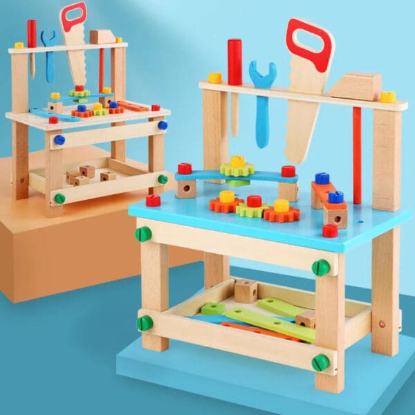 Wholesale Wooden Tool Bench Creative Assembled Building Blocks Simulation Tool Table for Kids Educational Toys Screw and Nut set