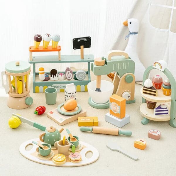 Wholesale Wooden Pretend Kitchen Toys for Kids MDF Solid Wood Simulation Juicer and Kitchen Utensils for Interactive Play