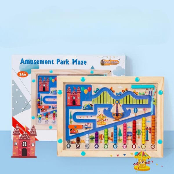 Wholesale Wood Magnetic Beaded Color Classification Counting Maze Board for Hand-Eye Coordination and Fine Motor Skills - Image 4