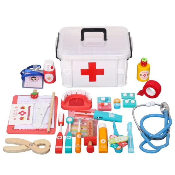 Wholesale Wooden Pretend Play Toys Simulation Doctor Medical Kit for Kids Role Playing Set Wooden Equipment for Boys and Girls - Image 4