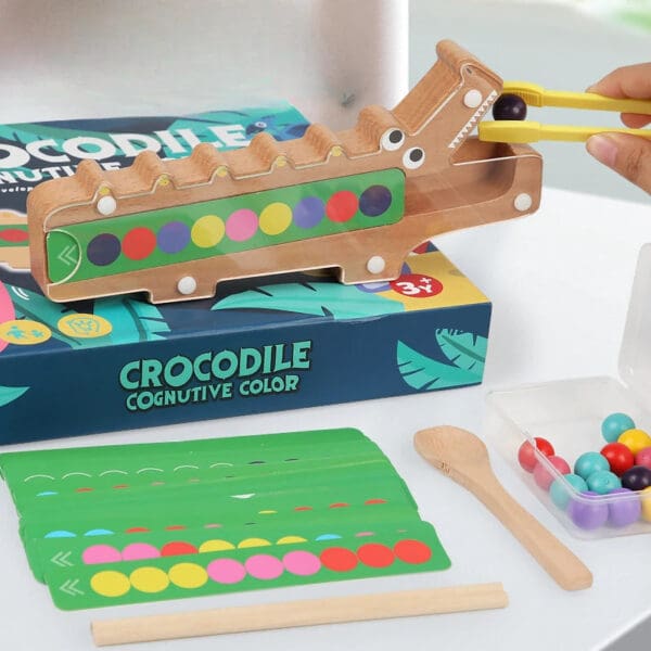 Wholesale Wooden Crocodile Clip Bead Color Matching Game Educational Toys for Kids Early Learning Color Recognition and Sorting