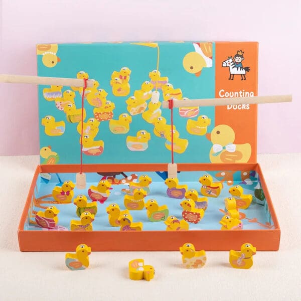 Wholesale Wooden Magnetic Counting Ducks Game Educational Math Toy for Kids Arithmetic Recognition Counting Pairing Fishing Game - Image 3