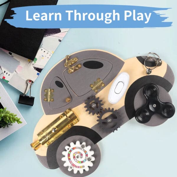 Wholesale Wooden Busy Board Montessori Sensory Activity Toy for Kids Car Steering Wheel and Locking Features Dropshipping - Image 6