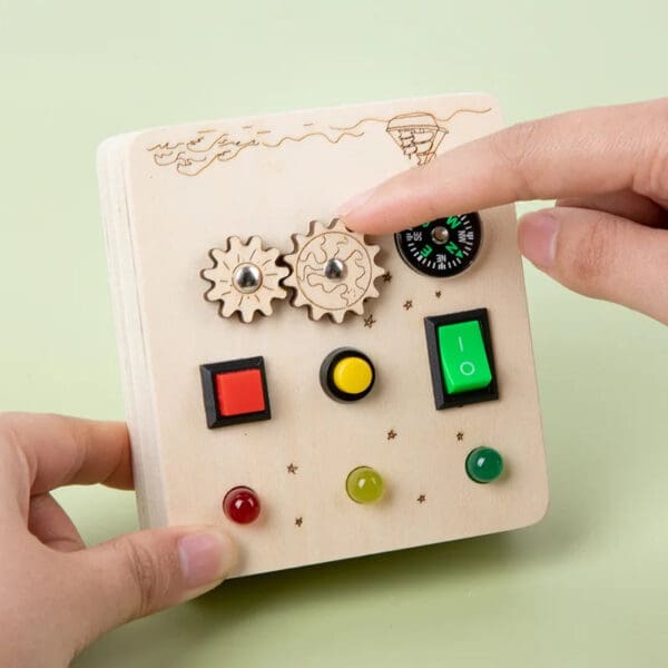 Wholesale Wooden Busy Board Montessori Educational Toy with LED Light Toggle Switch Sensory Toy for Kids Dropshipping - Image 4