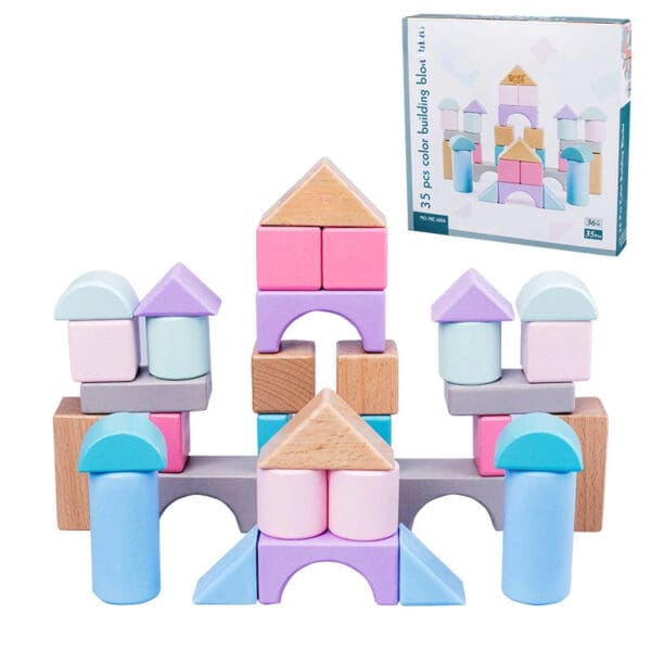 Wholesale Wooden Building Blocks Toy Beech Wood Colorful Educational Stacking Blocks for Kids Dropshipping - Image 4