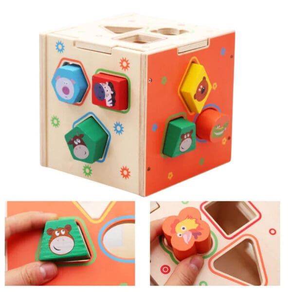 Wholesale Wooden Activity Cube Toys Geometric Shape Pairing Educational Toy for Kids Montessori Learning Dropshipping - Image 2