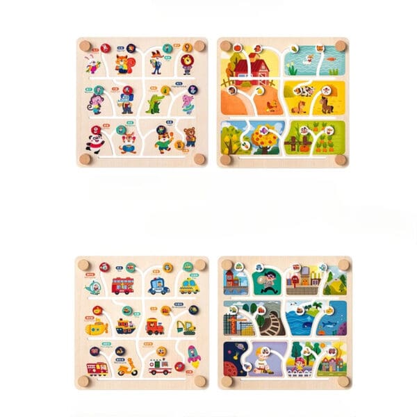 Wholesale Wooden Animal Vehicle Board Game Maze Double-Sided Walking Track Educational Toy for Kids Dropshipping - Image 2