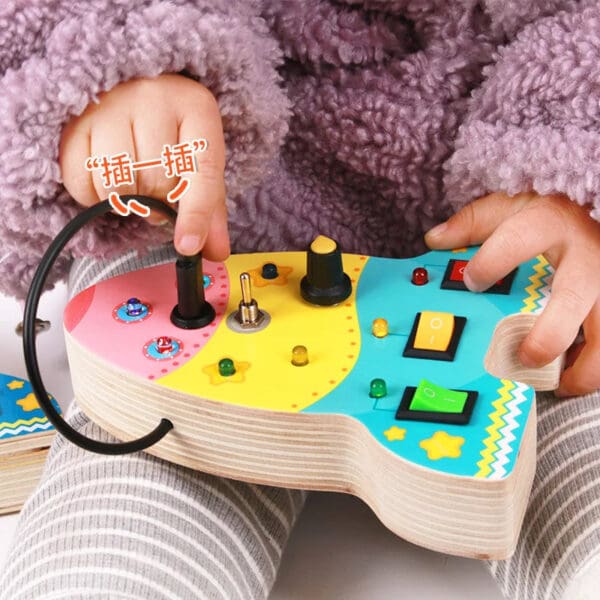 Wholesale Wooden Rocket LED  Busy Board Educational Sensory Toys for Toddlers Montessori Learning Light Switch Autism Toystion - Image 2