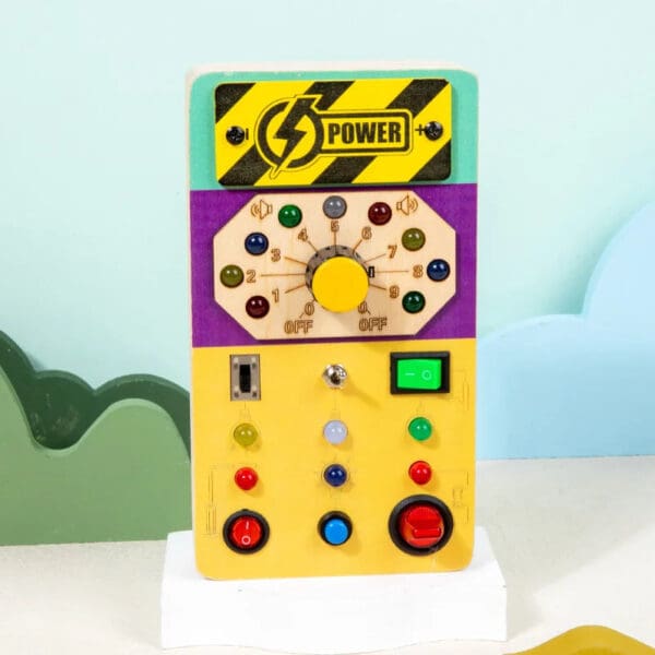 Wholesale Wooden Busy Board Montessori Sensory Toy for Kids Educational LED Light Switch and Colorful Button Learning Fun - Image 3