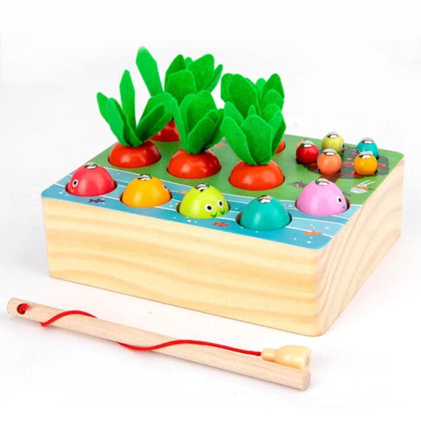 Wholesale Wooden Fish Toys 3-in-1 Carrot Pulling, Fishing, and Bug Catching Game Educational Toy for Kids Dropshipping - Image 5