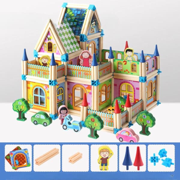 Wholesale Wooden Doll Houses Building Block Model for Kids Creative DIY Castle Villa Toy Perfect for Children Dropshipping - Image 7