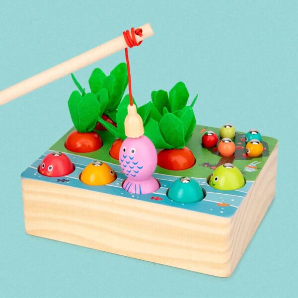 Wholesale Wooden Fish Toys 3-in-1 Carrot Pulling, Fishing, and Bug Catching Game Educational Toy for Kids Dropshipping - Image 4