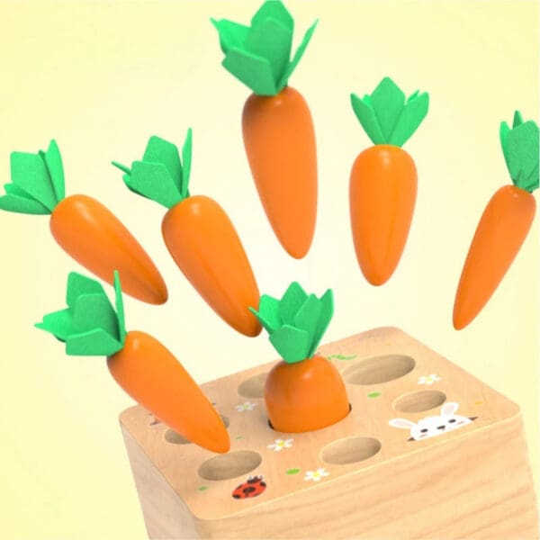 Wholesale Wooden Carrot Harvest Toy Educational Sorting Game for Kids Montessori 3D Sensory Toy for Toddlers Dropshipping