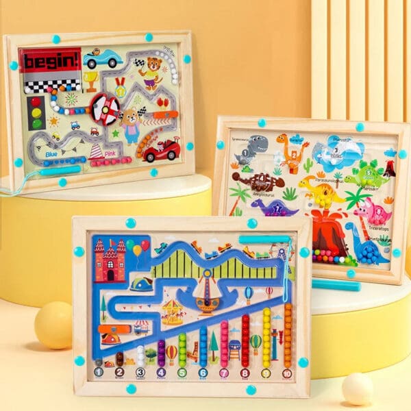 Wholesale Wood Magnetic Beaded Color Classification Counting Maze Board for Hand-Eye Coordination and Fine Motor Skills