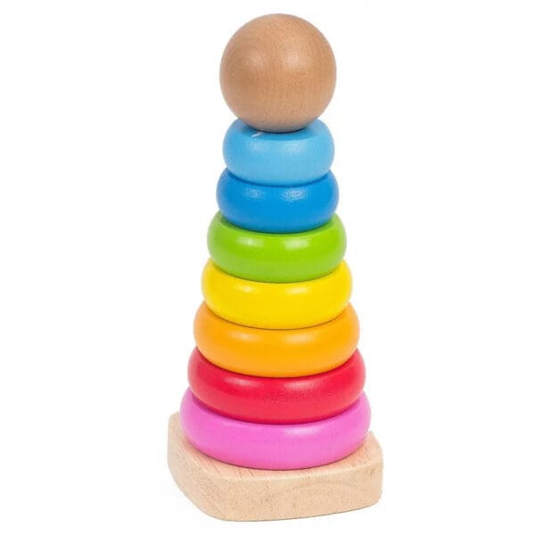 Wholesale Wooden Stacking Game Rainbow Ring Tower Montessori Educational Toy Customized Stacking Blocks Dropshipping - Image 6