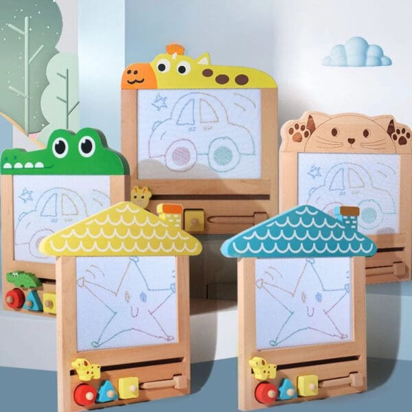 Wholesale Wooden Magnetic Drawing Board Educational Toy for Kids Shape and Color Cognition Early Learning Graffiti Board