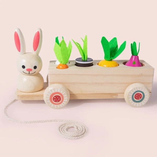 Wholesale Wooden Carrot Harvest Toy 2-in-1 Educational Toy for Kids Pulling Carrot Rabbit Cart and Matching Fruits Dropshipping - Image 7