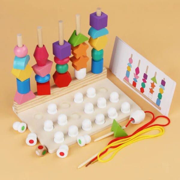 Wholesale Wooden Lacing Beads Fishing Radish Set Montessori Educational Toy for Kids Sequencing Stacking Block and Color Sorting - Image 4