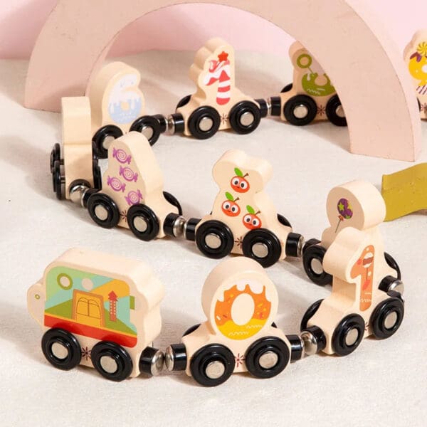 Wholesale Wooden Magnetic Train Toy Educational Mini Traffic Train Set for Kids Number and Animal Cognition Montessori Learning - Image 7