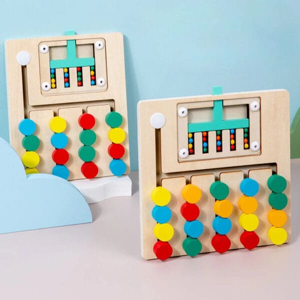 Wholesale Wooden Bead Slide Puzzle Toys Educational Color Moving Game for Kids Brain Training and Hand-Eye Coordination