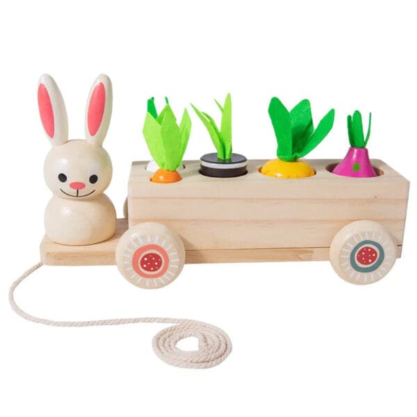 Wholesale Wooden Carrot Harvest Toy 2-in-1 Educational Toy for Kids Pulling Carrot Rabbit Cart and Matching Fruits Dropshipping - Image 4