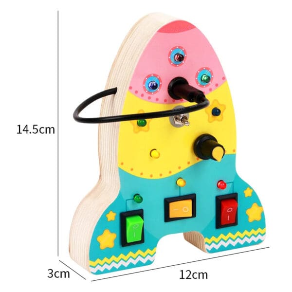 Wholesale Wooden Rocket LED  Busy Board Educational Sensory Toys for Toddlers Montessori Learning Light Switch Autism Toystion - Image 3