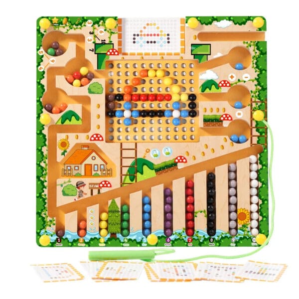 Wholesale Wooden Magnetic Bead Maze Educational Toy for Kids Early Learning Fun Color Recognition and Cognitive Development - Image 4