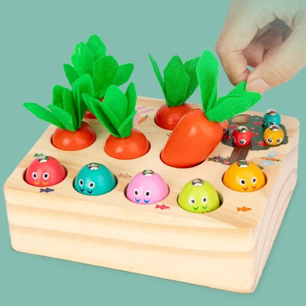 Wholesale Wooden Fish Toys 3-in-1 Carrot Pulling, Fishing, and Bug Catching Game Educational Toy for Kids Dropshipping - Image 2