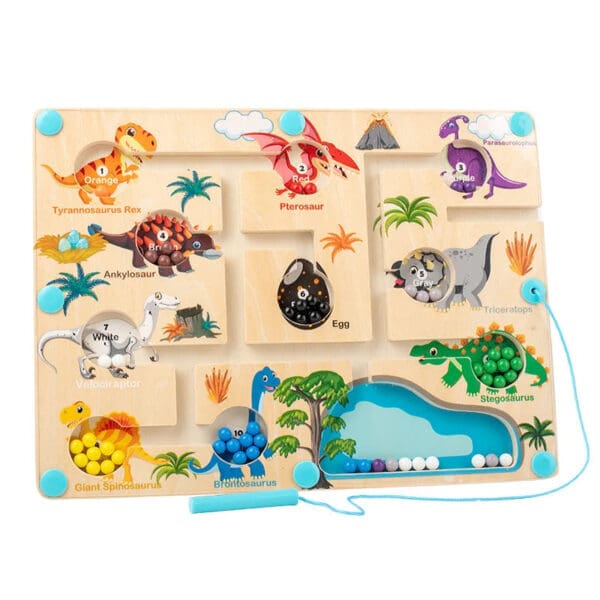 Wholesale Wooden Magnetic Animal Beads Maze Toy Educational Color Sorting Dinosaur Traffic Maze Game for Kids Sensory Activities - Image 5