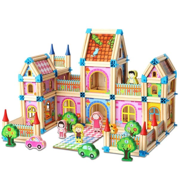 Wholesale Wooden Doll Houses Building Block Model for Kids Creative DIY Castle Villa Toy Perfect for Children Dropshipping - Image 3