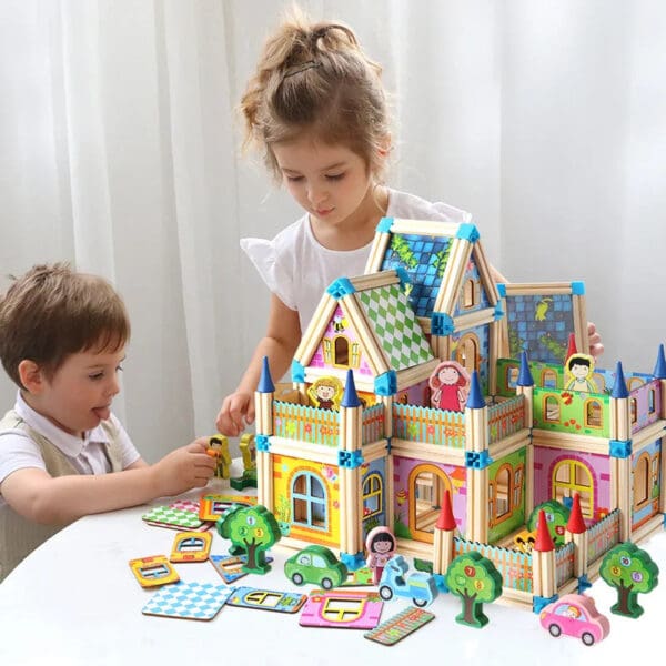 Wholesale Wooden Doll Houses Building Block Model for Kids Creative DIY Castle Villa Toy Perfect for Children Dropshipping - Image 2